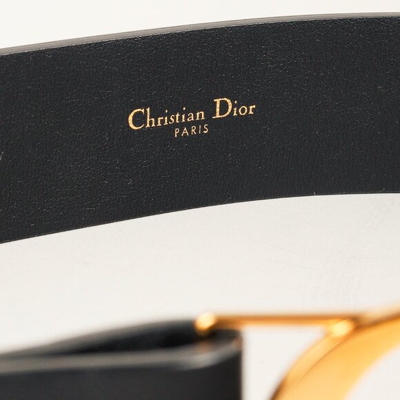 Christian Dior 30 Montaigne Black Leather CD-Buckle Belt - Picture 6 of 6